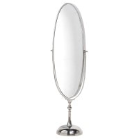 oval silver freestanding mirror