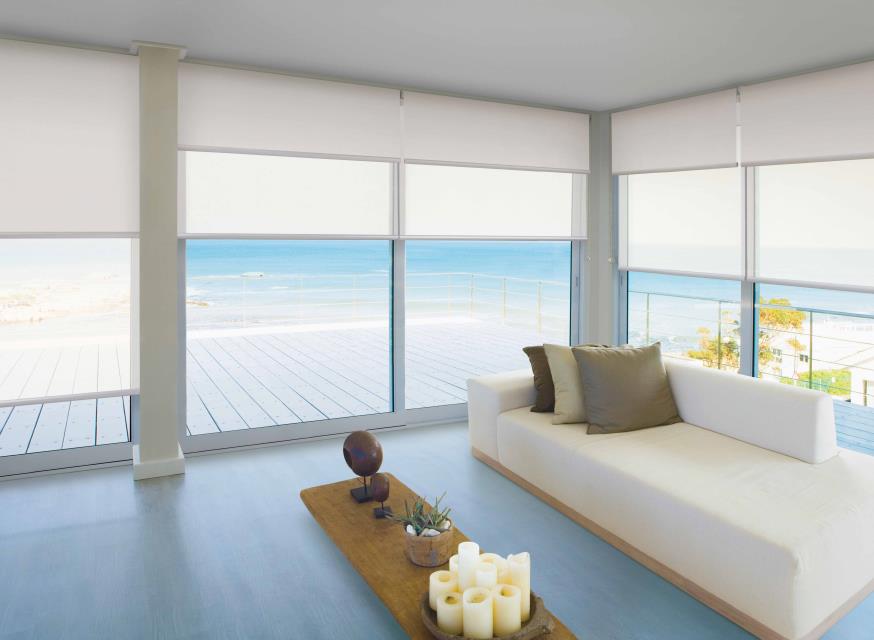 double blind system, voile blinds, moterised blinds luxaflex as seen on room to improve,, battery operated moterised blinds